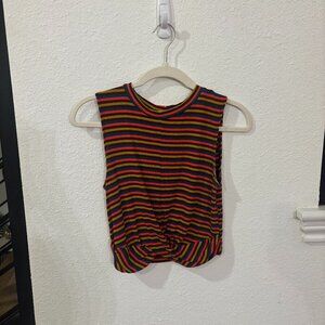 Colorful Striped Sleeveless Crop Top